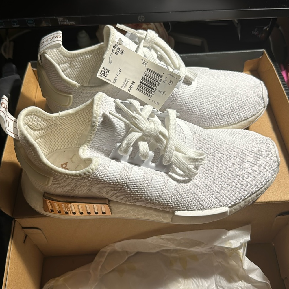 Adidas NMD 7.5 white and gold